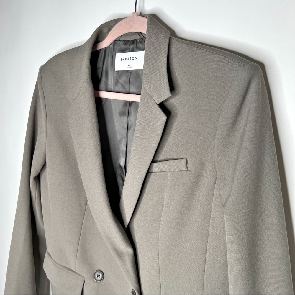 Babaton Watson Blazer Double Breasted Gray Relaxed Fit Aritzia Neutral Size XS - Picture 5 of 16